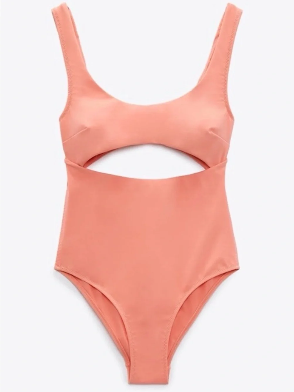 Women’s Zara Cut Out Swimsuit Large Tangerine Orange Coral NWT